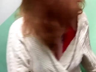 Unexperienced red-haired takes a manstick on camera